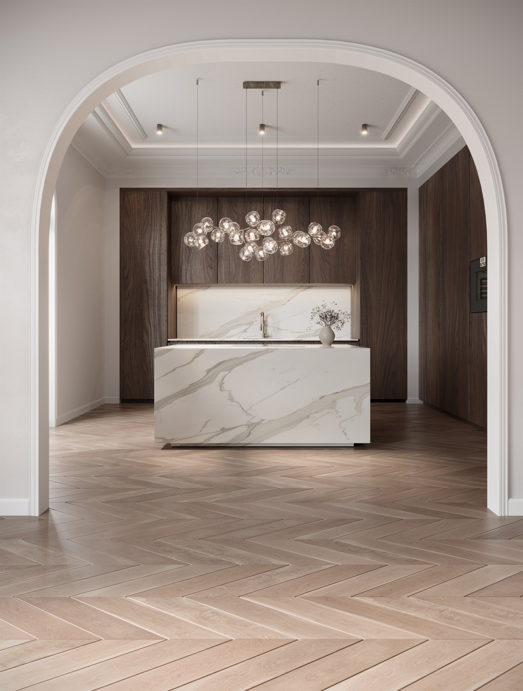 Kitchen interior render by North South Architects